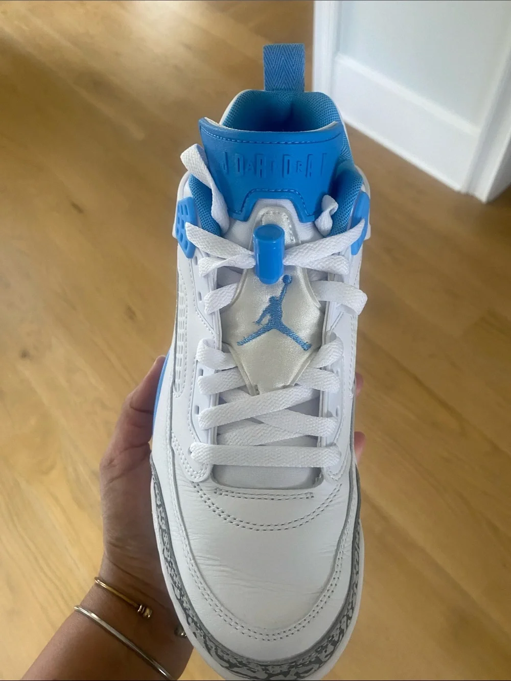 Jordan Spizike Low in White and University Blue